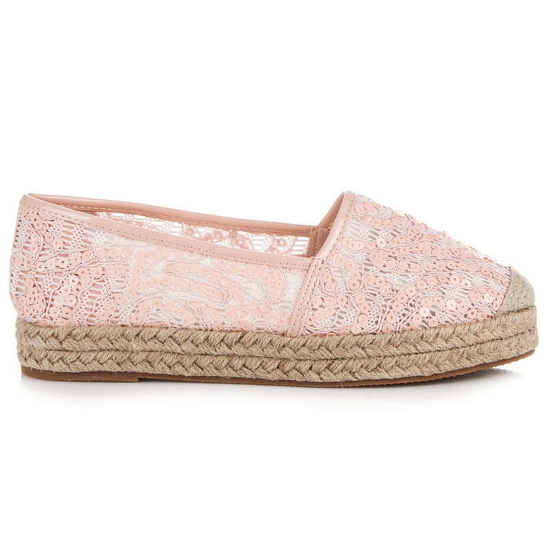 Vices Espadrilles En Dentelle Avec Paillettes rose