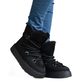 Boots de neige femme noires à plateforme et doublure en fourrure