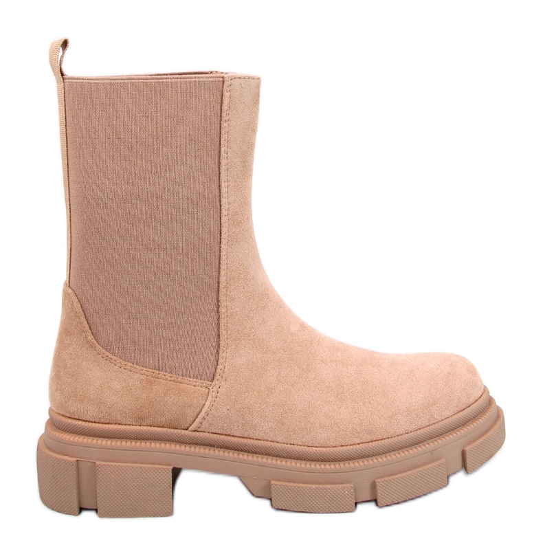 Bottines Chelsea hautes femme beige-kaki