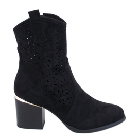 Santiags femme noires en daim ajouré