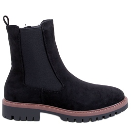 Fuqua Bottines Chelsea en daim noir le noir