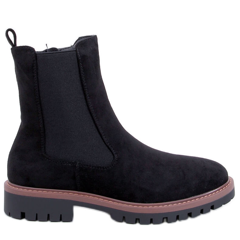 Fuqua Bottines Chelsea en daim noir le noir