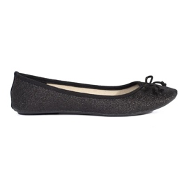 Ballerines femme noires brillantes avec nœud