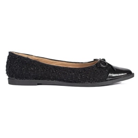 Ballerines noires à paillettes et nœud le noir