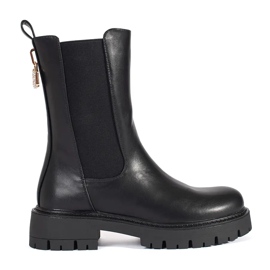 Seastar Bottines Chelsea noires pour femme avec épingle décorative dorée le noir