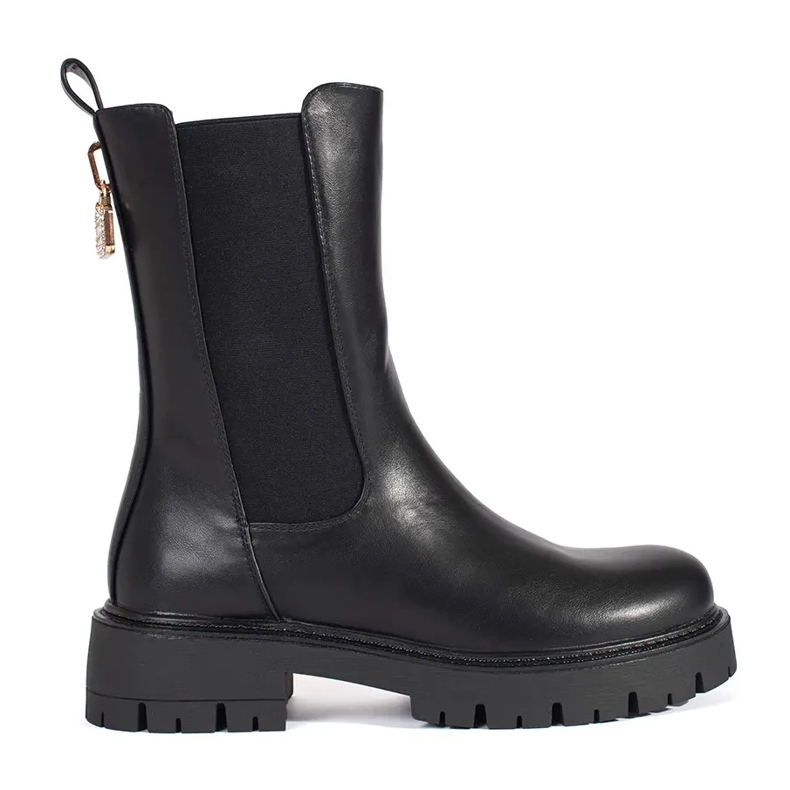 Seastar Bottines Chelsea noires pour femme avec épingle décorative dorée le noir