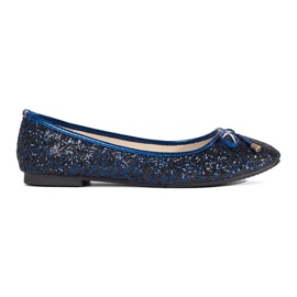 Ballerines brillantes bleu marine avec noeud