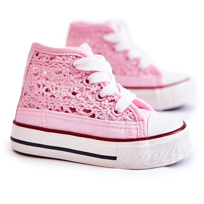 Sneakers roses hauts ouverts des filles