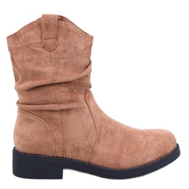 Bottines plates femme en daim camel brun