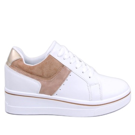 Baskets de sport à semelle compensée cachée pour femme, beige