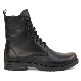 Polbut Bottes militaires pour hommes, cuir polonais, 2118S kabir le noir