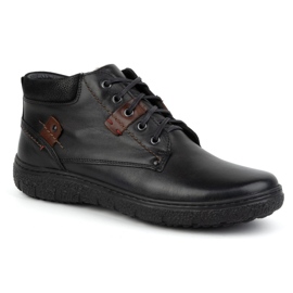 Chaussures d'hiver isolées en cuir pour hommes KAMPOL 108/15 noir