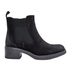 Bottines Chelsea chaudes à talon bas pour femmes, fermeture éclair, noir