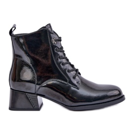 S.Barski Bottines en cuir verni isolées D&amp;A JC42-53 Noir