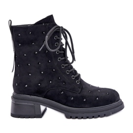 S.Barski Bottes de travail isolées décorées pour femmes D&amp;A MR880-017 Noir