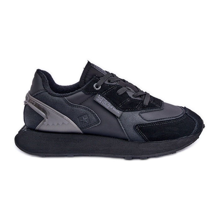 Baskets en cuir pour hommes Big Star OO174297 Hi-Poly System noir le noir