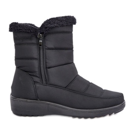 Bottes de neige zippées avec fourrure pour femmes, noir