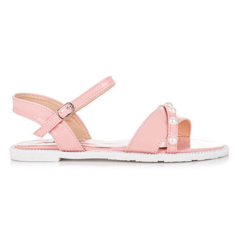 Vices Sandales plates avec perles rose