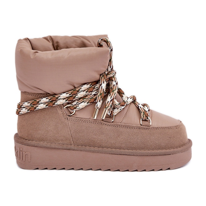 Bottes de neige en daim pour femmes avec laçage épais D.Franklin DFSH375003 beige Bottes de neige en daim pour femmes avec laçage épais D.Franklin DFSH375003 beige