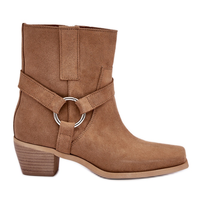 Bottes à Talons Hauts en Daim Naturel Zazoo 3444/2 Beige