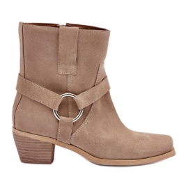 Bottes à Talons Hauts en Daim Naturel Zazoo 3444/2 Beige Clair