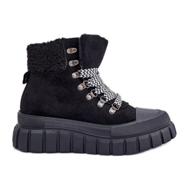 Bottines Trapper isolées sur plateforme pour femmes, noir le noir