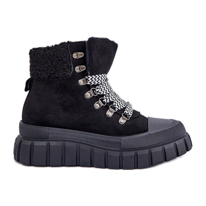 Bottines Trapper isolées sur plateforme pour femmes, noir le noir