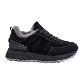 Baskets Femme En Daim Avec Fourrure Et Élément Brillant Big Star OO274580 Hi-Poly System Noir le noir