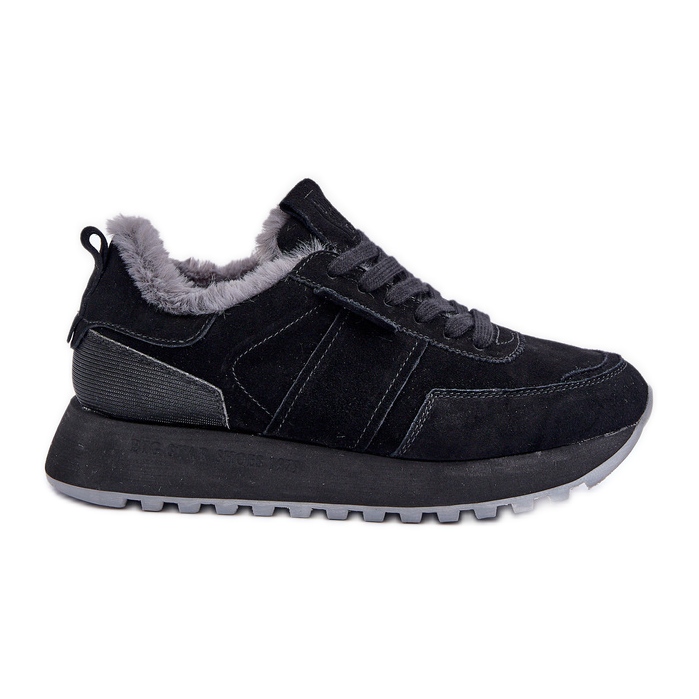 Baskets Femme En Daim Avec Fourrure Et Élément Brillant Big Star OO274580 Hi-Poly System Noir le noir