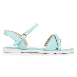 Vices Sandales plates avec perles vert Vices Sandales plates avec perles vert