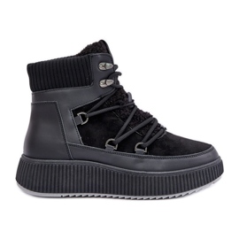 Bottes de neige basses sur plateforme pour femmes, noir le noir