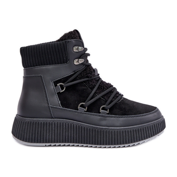 Bottes de neige basses sur plateforme pour femmes, noir le noir