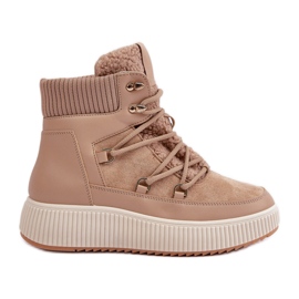Bottes de neige à plateforme basse marron beige