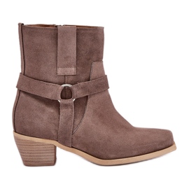 Zazoo 3444/2 Bottes à talons hauts marron en daim naturel brun