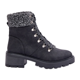 Bottes en peau de mouton à talons bas pour femmes, noir le noir