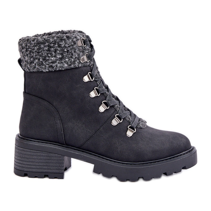 Bottes en peau de mouton à talons bas pour femmes, noir le noir