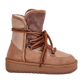 Bottes de neige pour femmes sur plateforme avec fixation D.Franklin DFSH370013 Camel brun