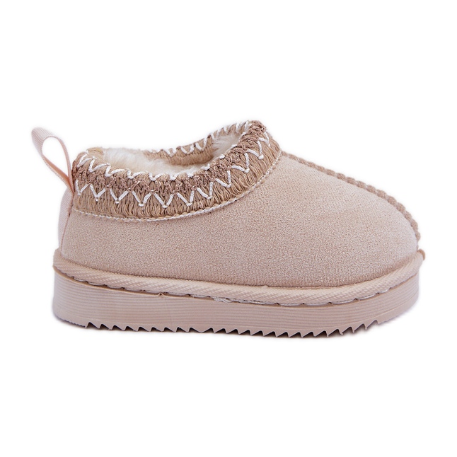Bottes de neige pour enfants sur plateforme, doublées de fourrure, beige clair