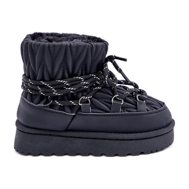 Bottes de neige pour enfants isolées avec fourrure épaisse, noir le noir