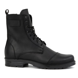 Chaussures montantes en cuir vernis pour hommes 2118/2 POLBUT noir