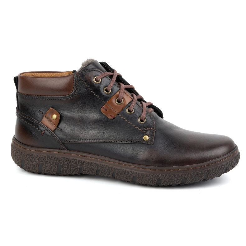 Kampol Chaussures d'hiver isolées en cuir pour hommes 108/K marron brun