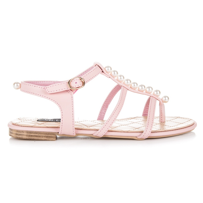 Vices Sandales élégantes avec des perles rose