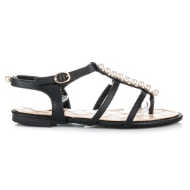 Vices Sandales élégantes avec des perles le noir