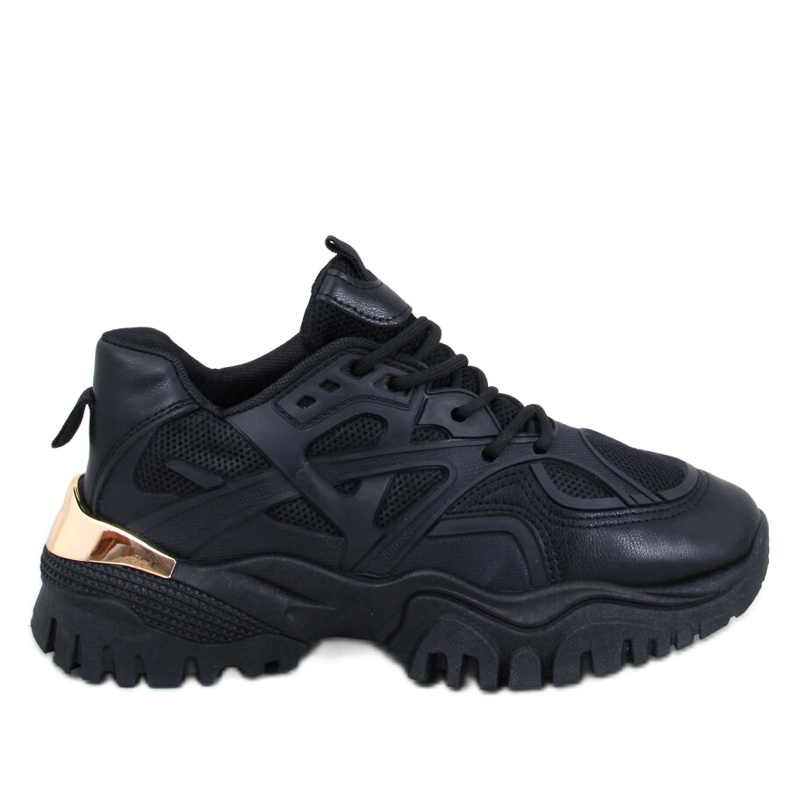 Chaussures de sport noires pour femmes à semelle épaisse le noir