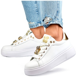 Baskets plateforme avec décorations pour femme, blanc EV392-1GO blanche Baskets plateforme avec décorations pour femme, blanc EV392-1GO blanche