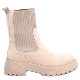 Bottines beiges avec revers élastique