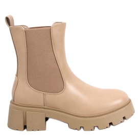 Bottines Chelsea à tige haute et fourrure beige kaki Bottines Chelsea à tige haute et fourrure beige kaki