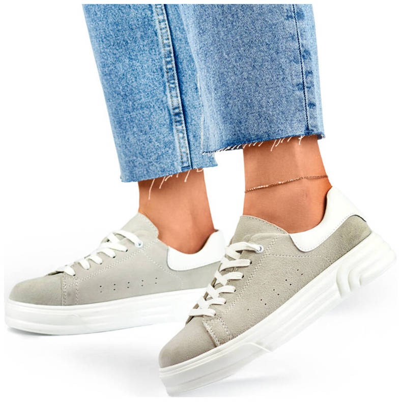 Chaussures de sport en cuir pour femmes, grises GD-XF-113G