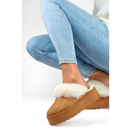 Chaussons plateforme femme avec fourrure camel 81366-2-C brun Chaussons plateforme femme avec fourrure camel 81366-2-C brun