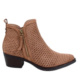 Santiags ajourées femme, beige brun